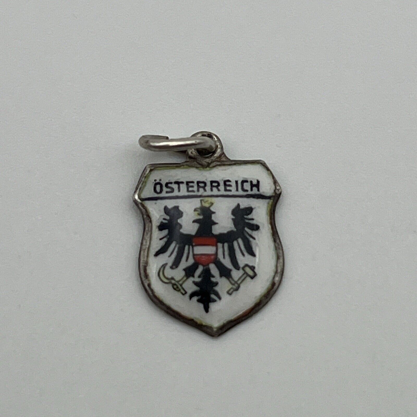 Vintage Sterling Silver & Enamel Osterreich Austria Coat Of Arms Shield Charm